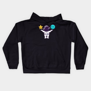 Cute Astronaut With Cute Star And Cute Planet Cartoon Kids Hoodie